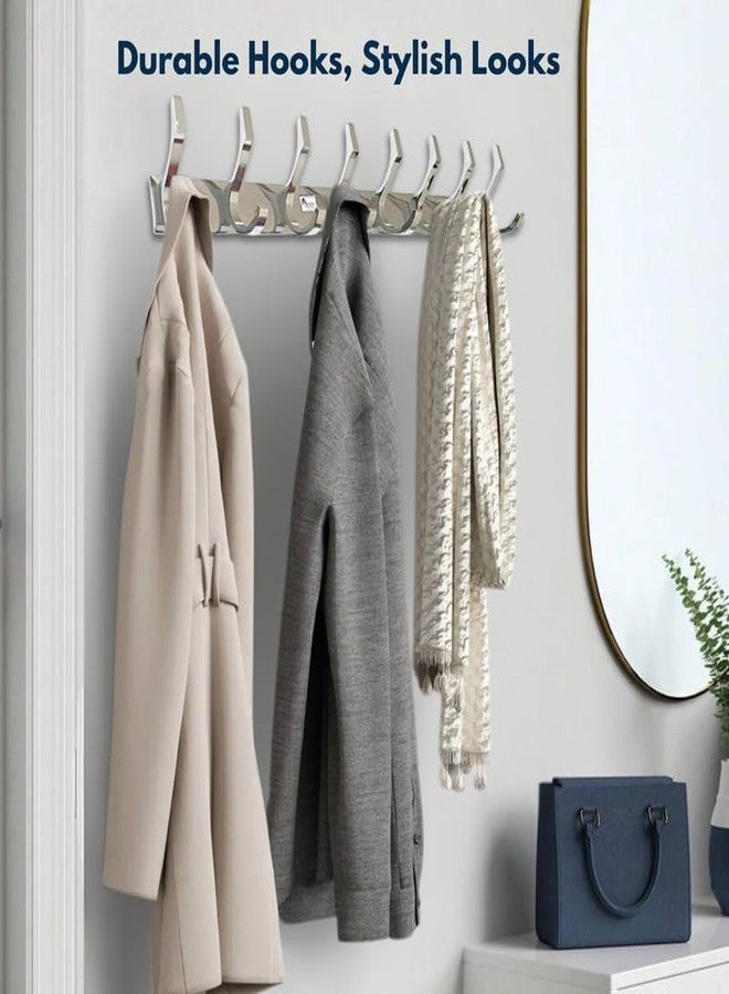 REDON 8 Pin Heavy Duty Cloth Hooks for Door, Wall Hanger for Clothes,Bathroom Hangers and Kitchen Hangers | Chrome Finish (Pack of 2) - Image 4